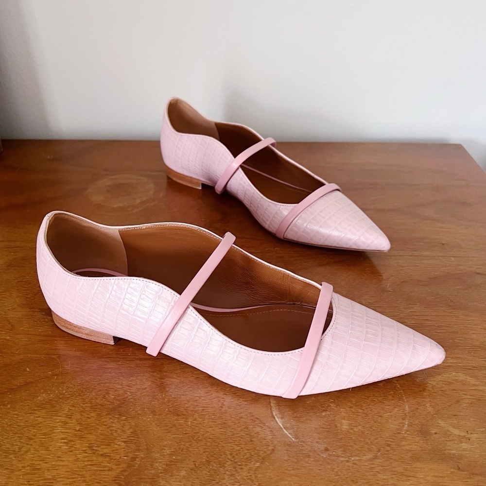 Malone Souliers • Maureen Leather Ballet Flat pink croc embossed leather strappy - Picture 13 of 13